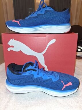 Puma Men's Blue Athletic Shoes with Red Logo. Velocity 2 With Nitro Foam
